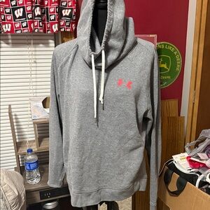 Under Armour Heather Gray Hoodie with Pink Emblem